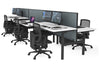 Flexi Premium Height Adjustable 6 Person H-Bench Workstation - Black Frame [1400L x 700W] - Thumbnail 14 