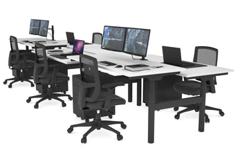  - Flexi Premium Height Adjustable 6 Person H-Bench Workstation - Black Frame [1400L x 700W] - 1