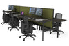 Flexi Premium Height Adjustable 6 Person H-Bench Workstation - Black Frame [1400L x 700W] - Thumbnail 53 