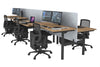 Flexi Premium Height Adjustable 6 Person H-Bench Workstation - Black Frame [1400L x 700W] - Thumbnail 72 