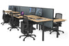 Flexi Premium Height Adjustable 6 Person H-Bench Workstation - Black Frame [1400L x 700W] - Thumbnail 28 