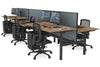 Flexi Premium Height Adjustable 6 Person H-Bench Workstation - Black Frame [1400L x 800W with Cable Scallop] - Thumbnail 43 