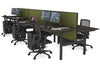 Flexi Premium Height Adjustable 6 Person H-Bench Workstation - Black Frame [1400L x 800W with Cable Scallop] - Thumbnail 52 