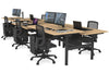 Flexi Premium Height Adjustable 6 Person H-Bench Workstation - Black Frame [1400L x 800W with Cable Scallop] - Thumbnail 19 