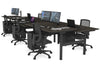 Flexi Premium Height Adjustable 6 Person H-Bench Workstation - Black Frame [1400L x 800W with Cable Scallop] - Thumbnail 46 