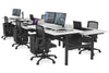 Flexi Premium Height Adjustable 6 Person H-Bench Workstation - Black Frame [1400L x 800W with Cable Scallop] - Thumbnail 5 