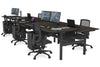 Flexi Premium Height Adjustable 6 Person H-Bench Workstation - Black Frame [1400L x 800W with Cable Scallop] - Thumbnail 47 
