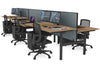 Flexi Premium Height Adjustable 6 Person H-Bench Workstation - Black Frame [1400L x 800W with Cable Scallop] - Thumbnail 42 
