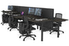 Flexi Premium Height Adjustable 6 Person H-Bench Workstation - Black Frame [1400L x 800W with Cable Scallop] - Thumbnail 59 