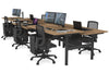 Flexi Premium Height Adjustable 6 Person H-Bench Workstation - Black Frame [1400L x 800W with Cable Scallop] - Thumbnail 33 