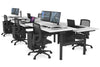 Flexi Premium Height Adjustable 6 Person H-Bench Workstation - Black Frame [1400L x 800W with Cable Scallop] - Thumbnail 1 