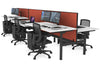 Flexi Premium Height Adjustable 6 Person H-Bench Workstation - Black Frame [1400L x 800W with Cable Scallop] - Thumbnail 7 