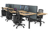 Flexi Premium Height Adjustable 6 Person H-Bench Workstation - Black Frame [1400L x 800W with Cable Scallop] - Thumbnail 29 