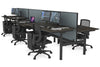 Flexi Premium Height Adjustable 6 Person H-Bench Workstation - Black Frame [1400L x 800W with Cable Scallop] - Thumbnail 57 