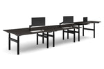 Flexi Premium Height Adjustable 6 Person H-Bench Workstation - Black Frame [1600L x 700W]