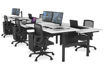  - Flexi Premium Height Adjustable 6 Person H-Bench Workstation - Black Frame [1600L x 800W with Cable Scallop] - 1