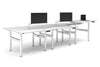 Flexi Premium Height Adjustable 6 Person H-Bench Workstation - White Frame [1400L x 700W] - Thumbnail 5 