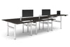Flexi Premium Height Adjustable 6 Person H-Bench Workstation - White Frame [1400L x 800W with Cable Scallop] - Thumbnail 8 