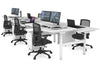 Flexi Premium Height Adjustable 6 Person H-Bench Workstation - White Frame [1600L x 800W with Cable Scallop] - Thumbnail 1 