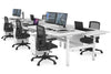 Flexi Premium Height Adjustable 6 Person H-Bench Workstation - White Frame [1600L x 800W with Cable Scallop] - Thumbnail 7 