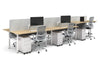 Flexi Premium Height Adjustable 6 Person H-Bench Workstation - White Frame [1400L x 700W] - Thumbnail 1 