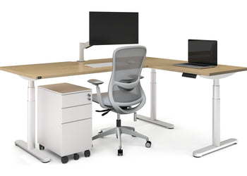Flexi Premium Height Adjustable Corner Workstation [1600L x 1450W] Jasonl 