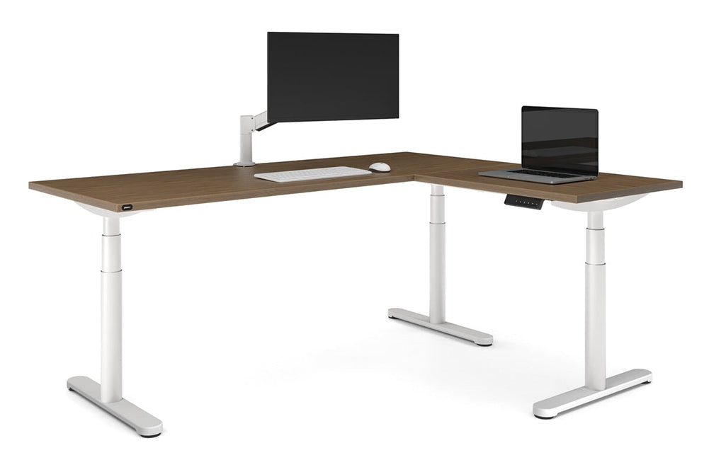 Flexi Premium Height Adjustable Corner Workstation [1600L x 1700W]-White salvage oak 