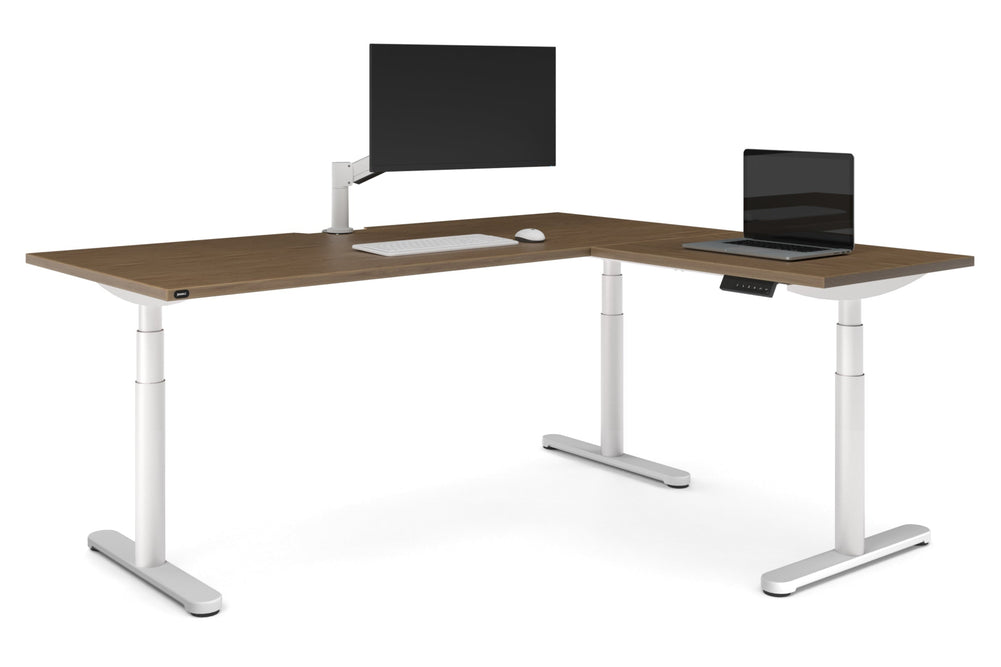 Flexi Premium Height Adjustable Corner Workstation [1600L x 1800W with Cable Scallop]-White salvage oak 