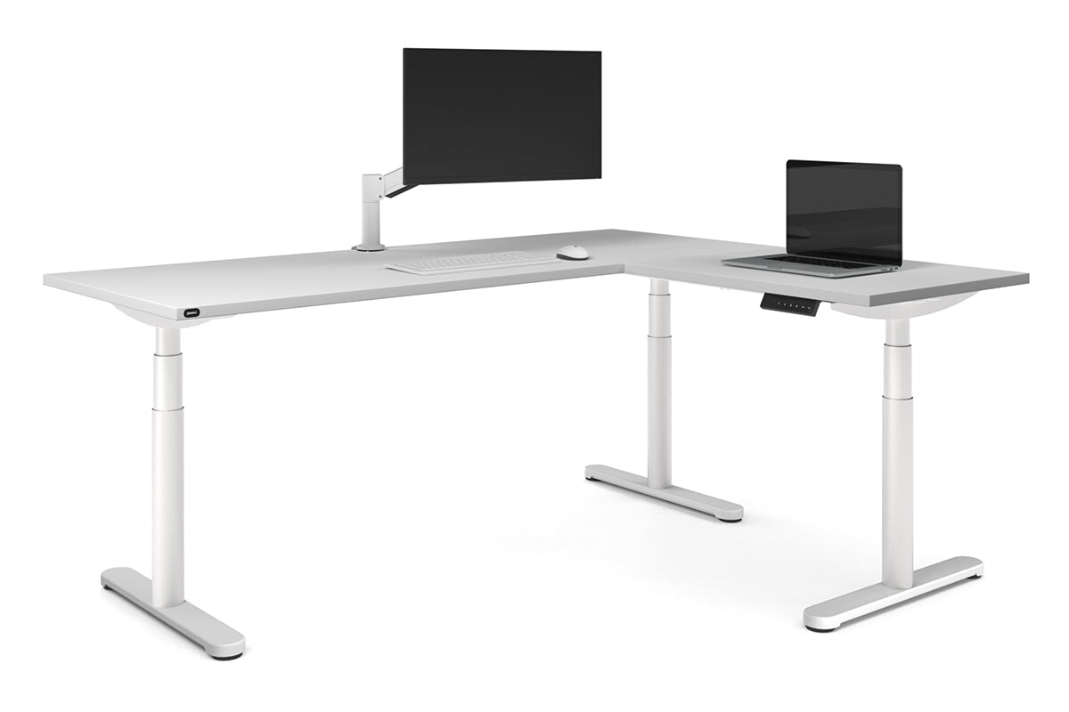 Flexi Premium Height Adjustable Corner Workstation [1800L x 1450W]-White white 