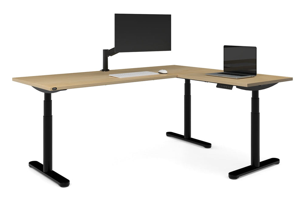 Flexi Premium Height Adjustable Corner Workstation [1800L x 1700W]-Black maple 