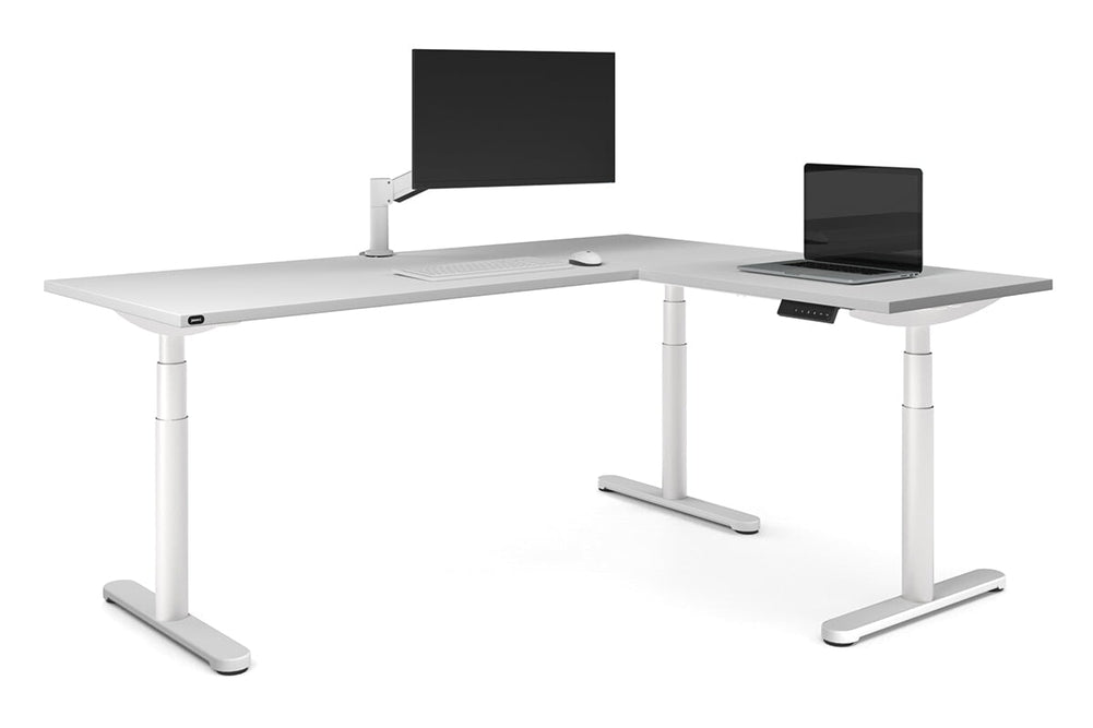 Flexi Premium Height Adjustable Corner Workstation [1800L x 1700W]-White white 