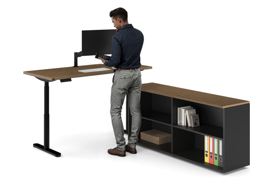 Environmental image of Flexi Premium Height Adjustable Desk Executive Setting [1800L x 800W with cable scallop]