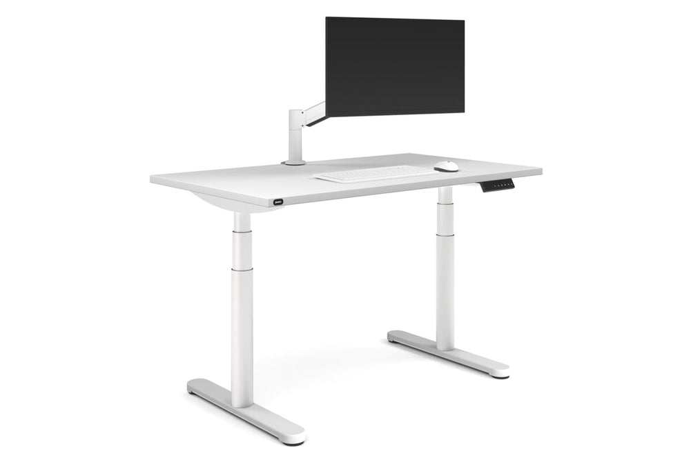 Flexi Premium Height Adjustable Single Workstation [1200L x 700W]-white leg white none