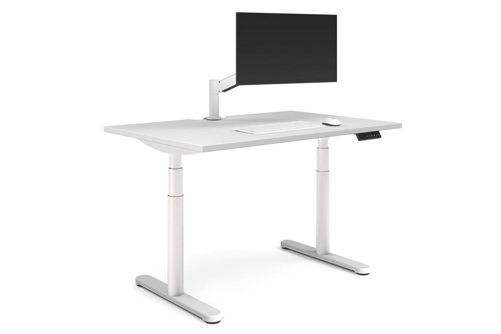 Flexi Premium Height Adjustable Single Workstation [1200L x 800W with Cable Scallop]-white leg white none