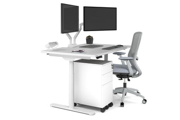 Flexi Premium Height Adjustable Single Workstation [1400L x 800W with Cable Scallop] Jasonl white leg white none
