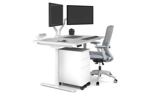 Flexi Premium Height Adjustable Single Workstation [1400L x 800W with Cable Scallop] Jasonl white leg white none