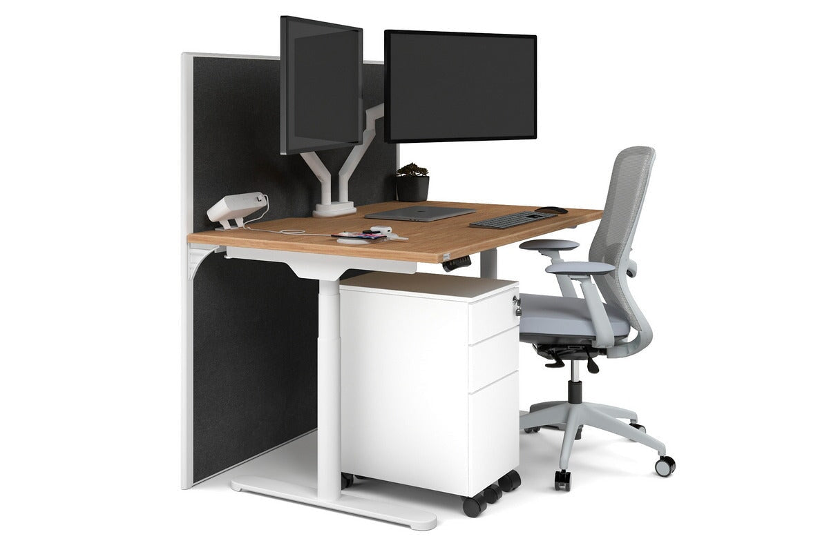 Flexi Premium Height Adjustable Single Workstation [1400L x 800W with Cable Scallop] Jasonl white leg salvage oak moody charchoal (1200H x 1400W)