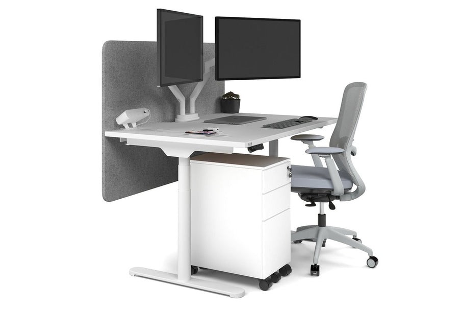Environmental image of Flexi Premium Height Adjustable Single Workstation [1400L x 800W with Cable Scallop]