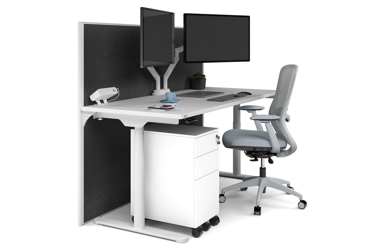 Flexi Premium Height Adjustable Single Workstation [1600L x 700W]-white leg white moody charchoal (1200H x 1600W)