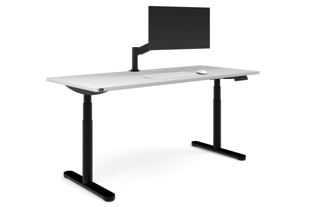 Flexi Premium Height Adjustable Single Workstation [1600L x 700W]-black leg white none