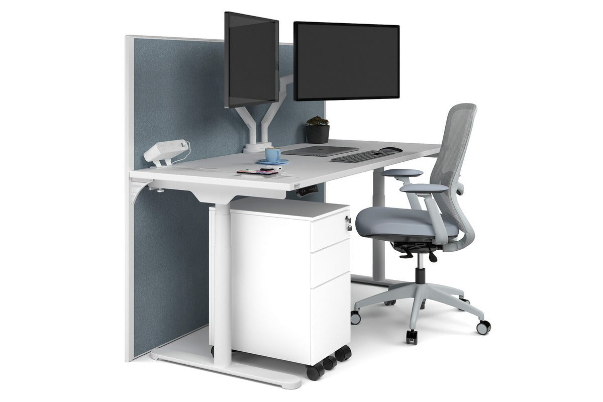 Flexi Premium Height Adjustable Single Workstation [1600L x 700W]-white leg white cool grey (1200H x 1600W)