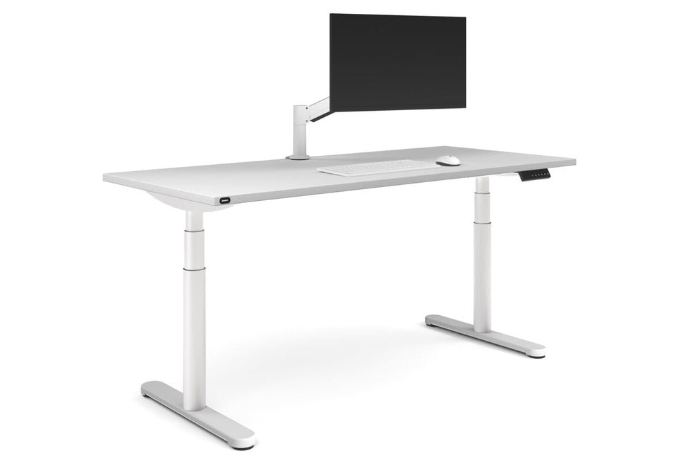 Flexi Premium Height Adjustable Single Workstation [1600L x 700W]-white leg white none