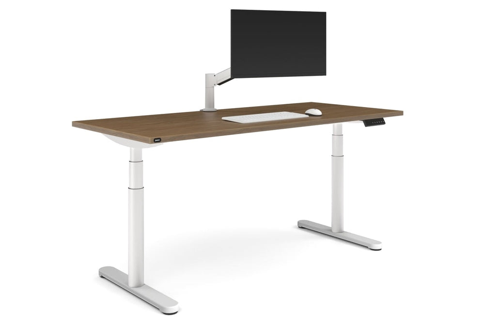 Flexi Premium Height Adjustable Single Workstation [1800L x 700W]-white leg salvage oak none