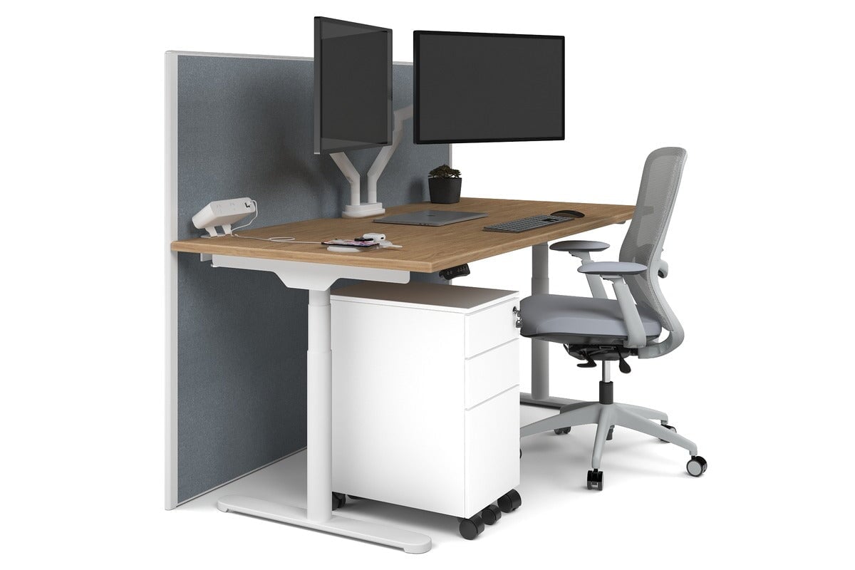Flexi Premium Height Adjustable Single Workstation [1800L x 800W with Cable Scallop] Jasonl white leg salvage oak cool grey (1200H x 1800W)
