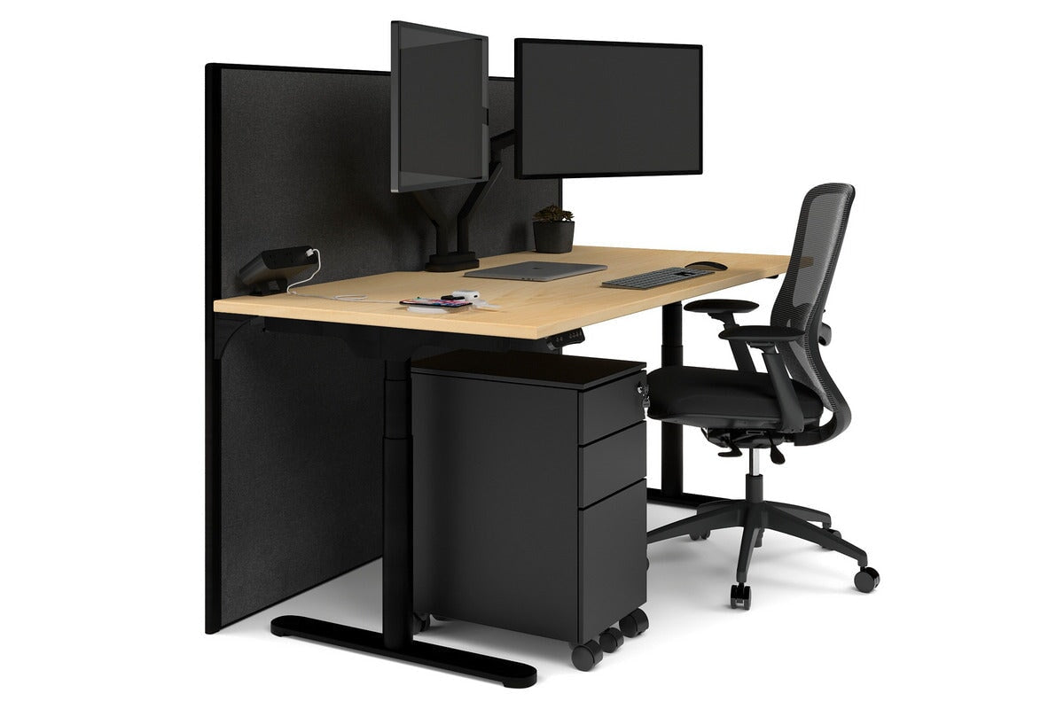 Flexi Premium Height Adjustable Single Workstation [1800L x 800W with Cable Scallop] Jasonl black leg maple moody charchoal (1200H x 1800W)