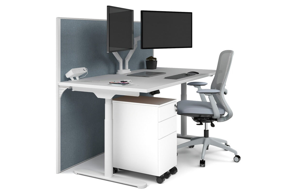 Flexi Premium Height Adjustable Single Workstation [1800L x 800W with Cable Scallop]-white leg white cool grey (1200H x 1800W)