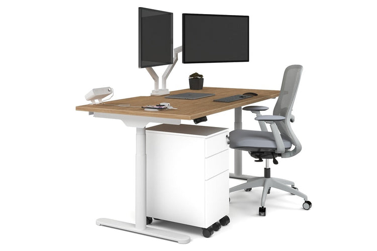 Flexi Premium Height Adjustable Single Workstation [1800L x 800W with Cable Scallop] Jasonl white leg salvage oak none