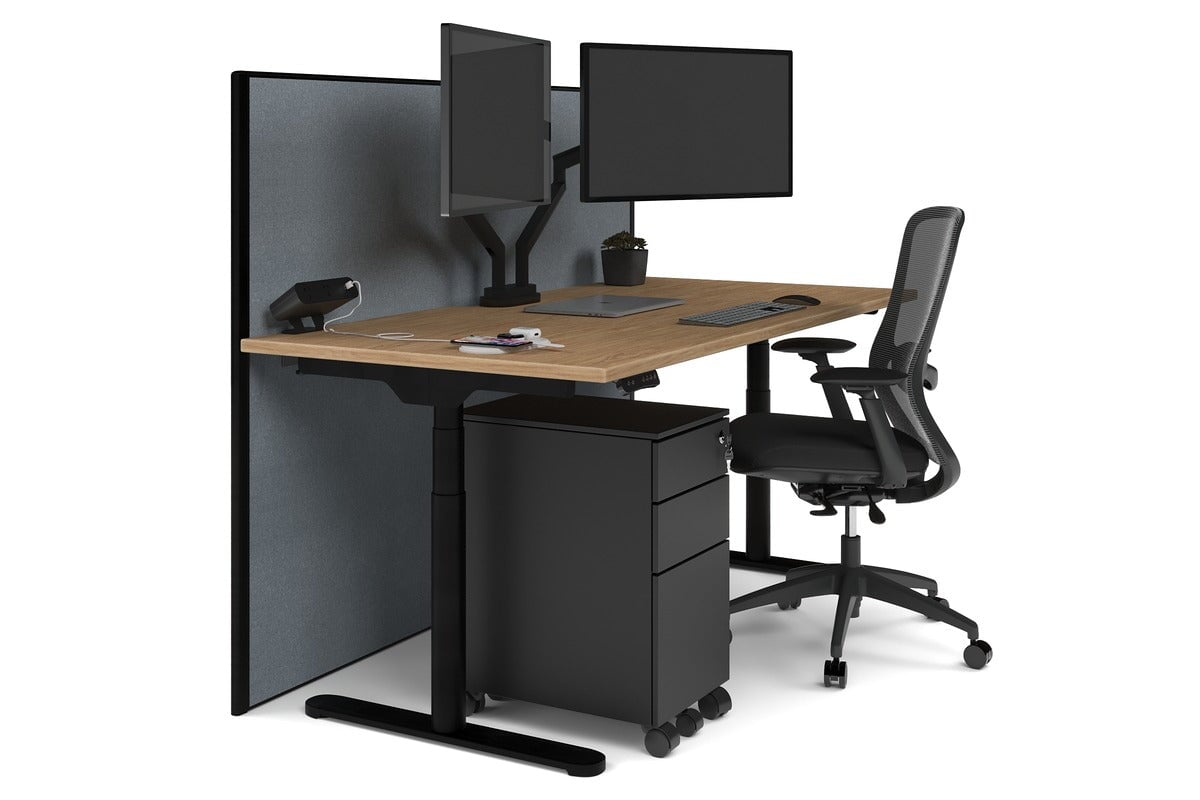 Flexi Premium Height Adjustable Single Workstation [1800L x 800W with Cable Scallop] Jasonl black leg salvage oak cool grey (1200H x 1800W)