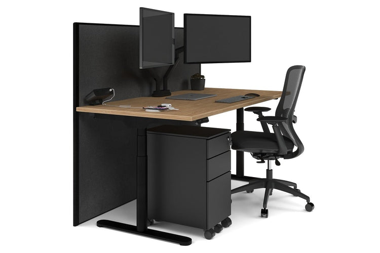 Flexi Premium Height Adjustable Single Workstation [1800L x 800W with Cable Scallop] Jasonl black leg salvage oak moody charchoal (1200H x 1800W)