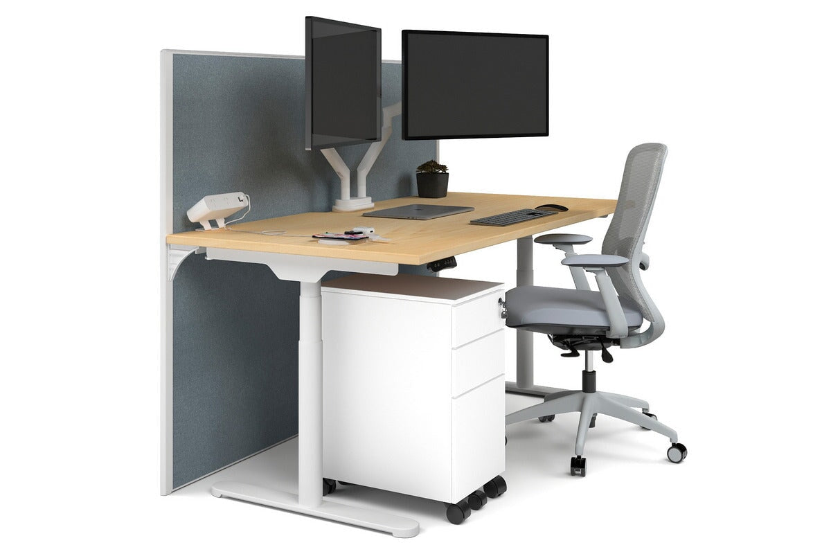 Flexi Premium Height Adjustable Single Workstation [1800L x 800W with Cable Scallop] Jasonl white leg maple cool grey (1200H x 1800W)